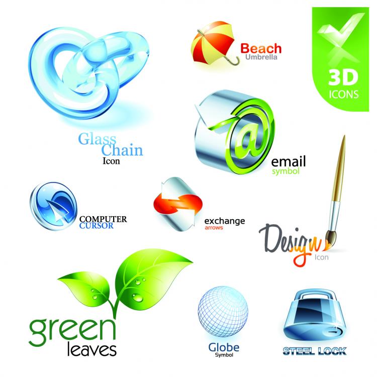 free vector Beautiful 3d icon vector